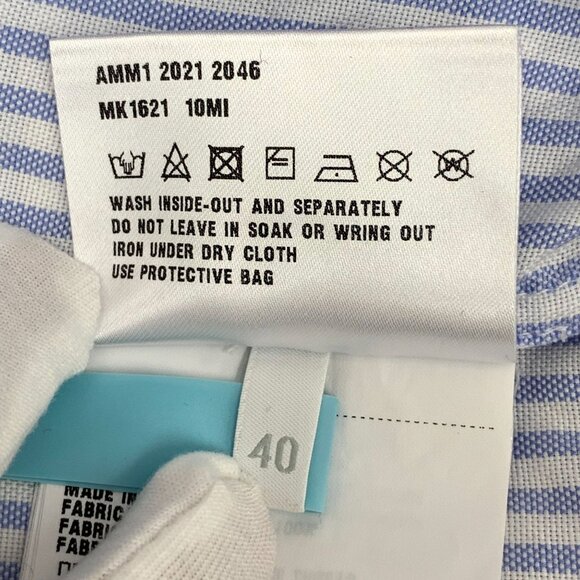 Miu Miu Blue Striped Cotton Baby Collar Short-Sleeved Single-Breasted Shirt Size - Picture 4 of 8